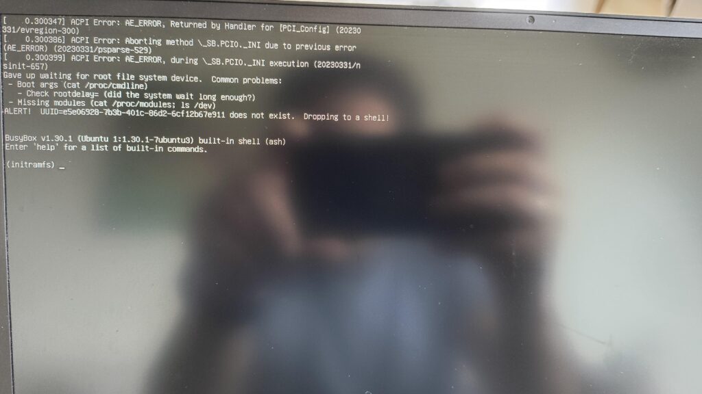 Ubuntu_22 screenshot of booting into BusyBox 