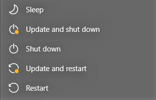 Windows restart/shutdown/sleep options menu